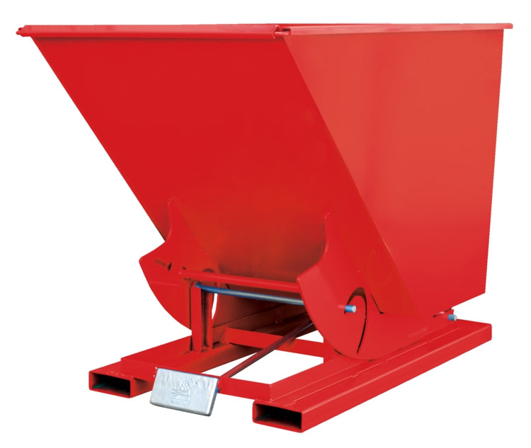 3/4 CuYd 70 Degree Medium Duty Self Dumping Hopper w/ Bumper Release - Red