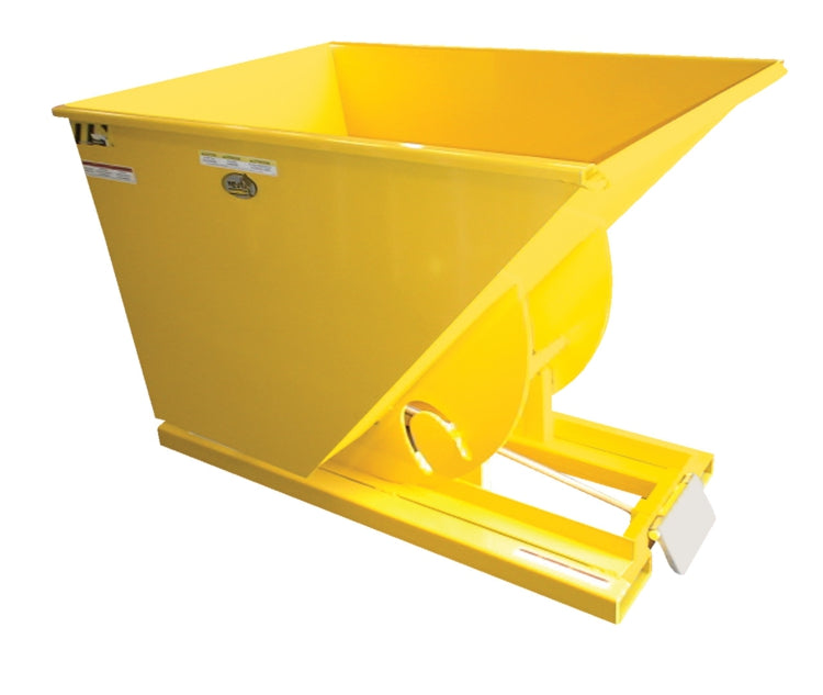 3 CuYd 70 Degree Light Duty Self Dumping Hopper w/ Bumper Release - Yellow