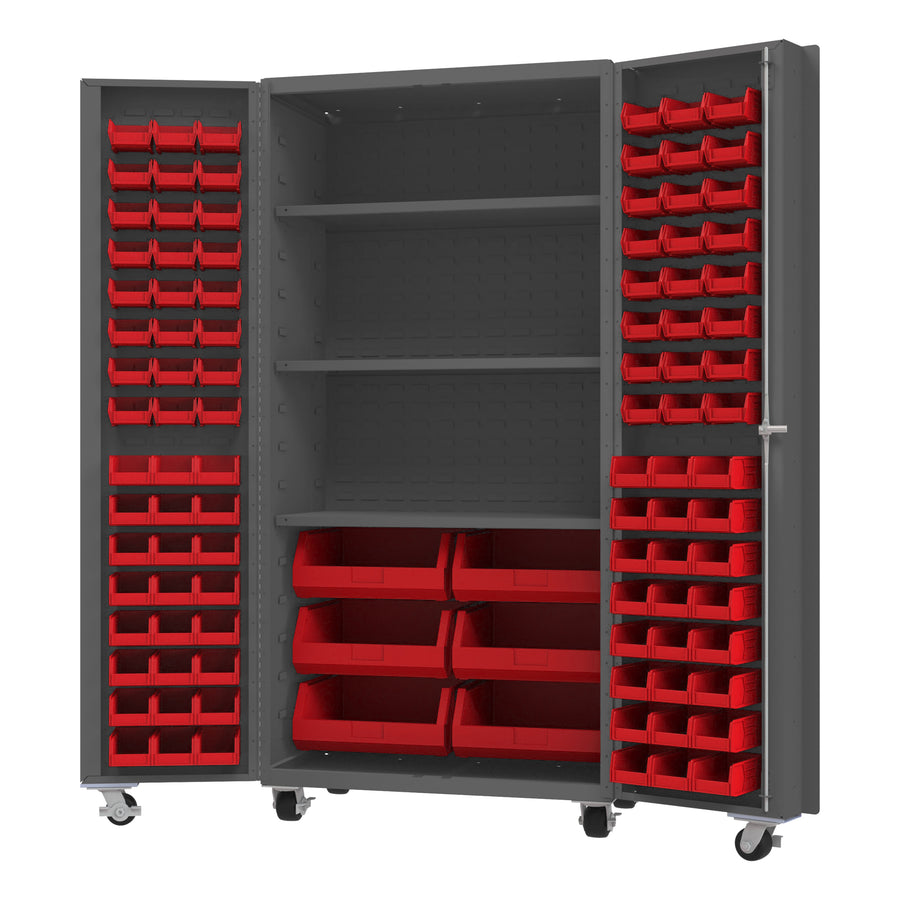 Mobile Cabinet, 102 Bins, 3 shelves