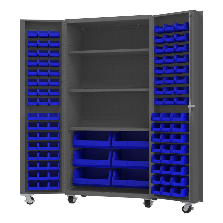 Mobile Cabinet, 102 Bins, 3 shelves