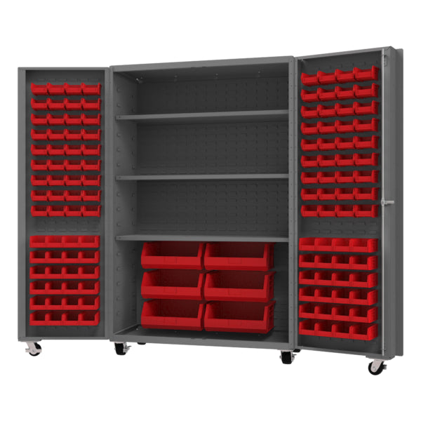 Mobile Cabinet, 126 Bins, 3 shelves