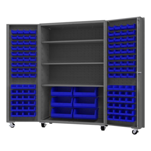 Mobile Cabinet, 126 Bins, 3 shelves