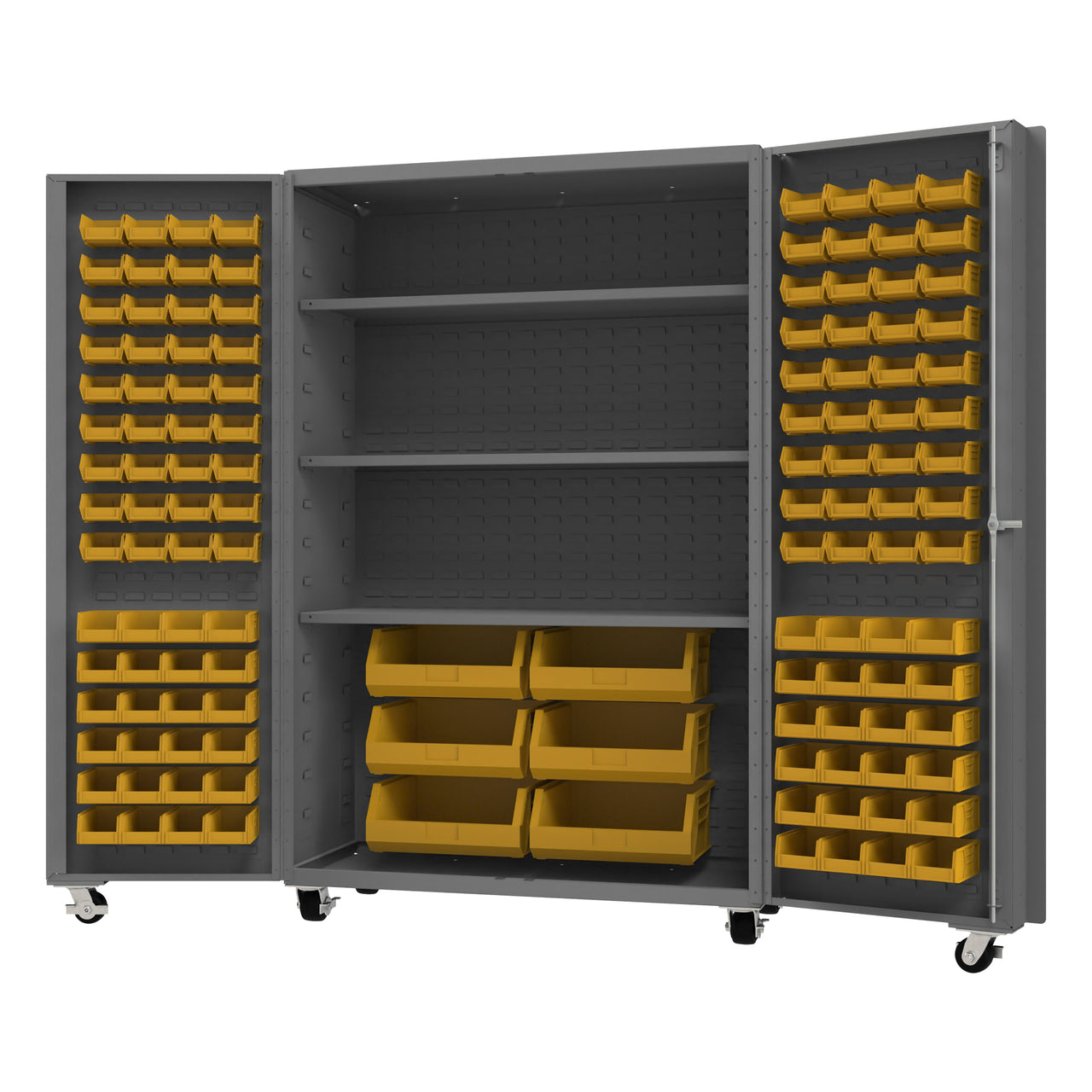 Mobile Cabinet, 126 Bins, 3 shelves