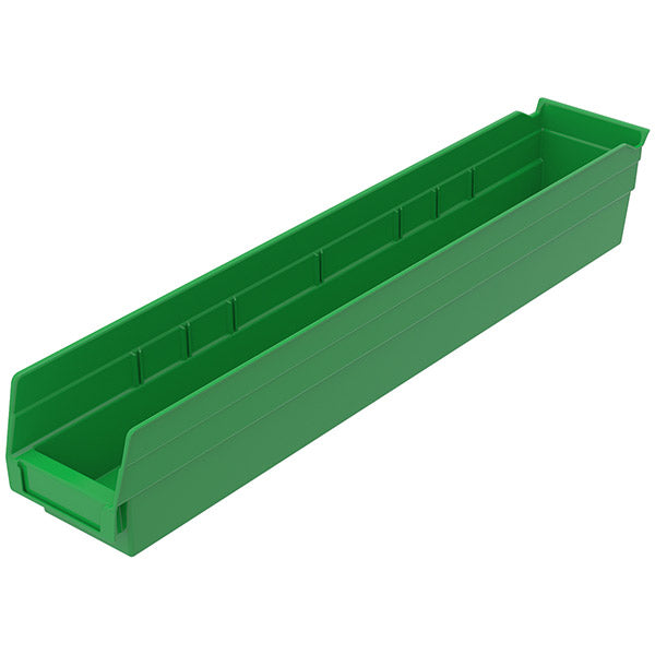 Akro-Mils® Shelf Bin, 23 5/8"L x 4"H x 4 1/8"W, Green, 1/Each