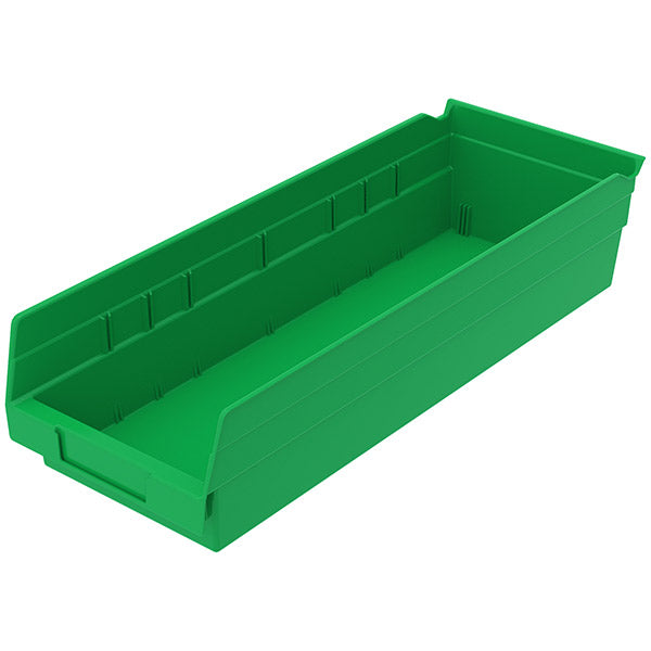 Akro-Mils® Shelf Bins, 17 7/8"L x 4"H x 6 5/8"W, Green, 1/Each