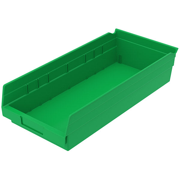 Akro-Mils® Shelf Bins, 17 7/8"L x 4"H x 8 3/8"W, Green, 1/Each