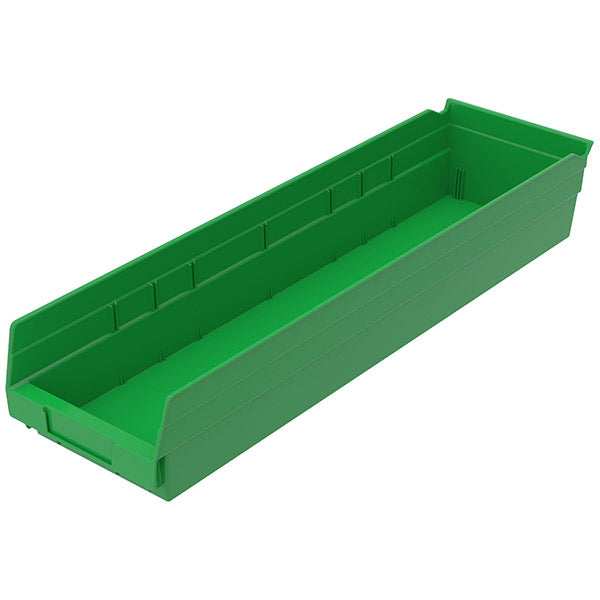 Akro-Mils® Shelf Bin, 23 5/8"L x 4"H x 6 5/8"W, Green, 1/Each