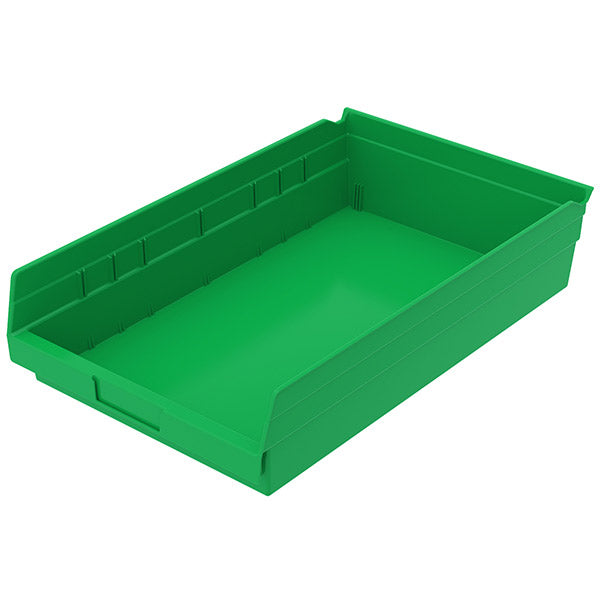 Akro-Mils® Shelf Bins, 17 7/8"L x 4"H x 11 1/8"W, Green, 1/Each