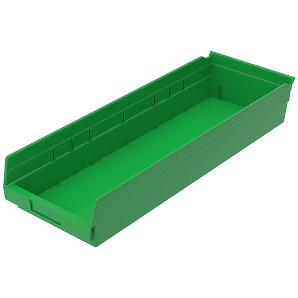 Akro-Mils® Shelf Bin, 23 5/8"L x 4"H x 8 3/8"W, Green, 1/Each