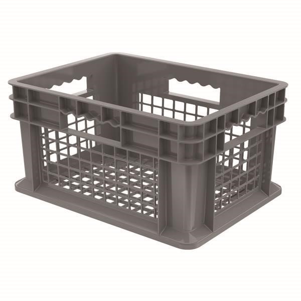 Akro-Mils® Straight Wall Container, Mesh Sides & Base, 15 3/4"L x 8 1/4"H x 11 3/4"W, Gray, 1/Each