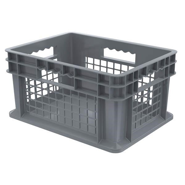 Akro-Mils® Straight Wall Container, Mesh Sides & Solid Base, 15 3/4"L x 8 1/4"H x 11 3/4"W, Gray, 1/Each