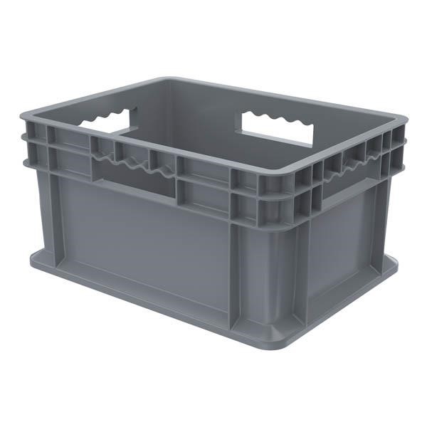 Akro-Mils® Straight Wall Container, Solid Sides & Base, 15 3/4"L x 8 1/4"H x 11 3/4"W, Gray, 1/Each