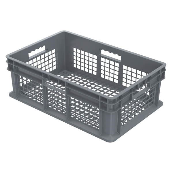 Akro-Mils® Straight Wall Container, Mesh Sides & Base, 23 3/4"L x 8 1/4"H x 15 3/4"W, Gray, 1/Each