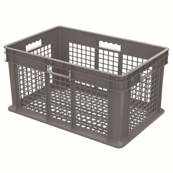 Akro-Mils® Straight Wall Container, Mesh Sides & Base, 23 3/4"L x 12 1/4"H x 15 3/4"W, Gray, 1/Each