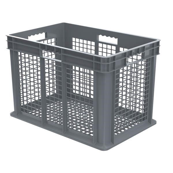 Akro-Mils® Straight Wall Container, Mesh Sides & Base, 23 3/4"L x 16 1/8"H x 15 3/4"W, Gray, 1/Each