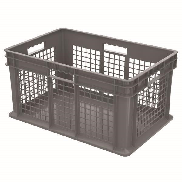 Akro-Mils® Straight Wall Container, Mesh Sides & Solid Base, 23 3/4"L x 12 1/4"H x 15 3/4"W, Gray, 1/Each