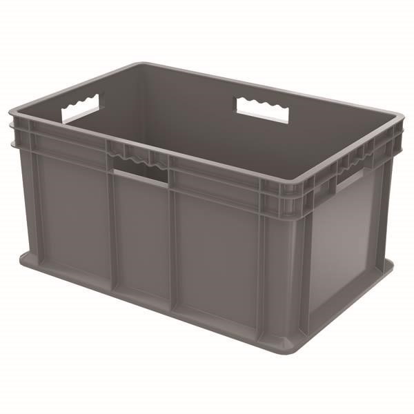 Akro-Mils® Straight Wall Container, Solid Sides & Base, 23 3/4"L x 12 1/4"H x 15 3/4"W, Gray, 1/Each