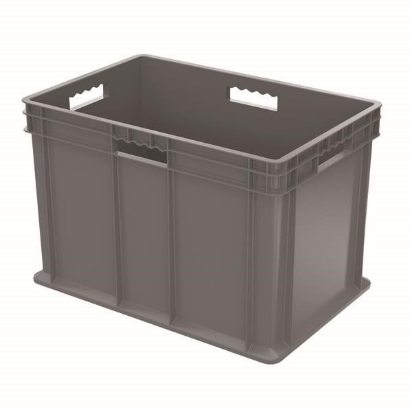 Akro-Mils® Straight Wall Container, Solid Sides & Base, 23 3/4"L x 16 1/8"H x 15 3/4"W, Gray, 1/Each