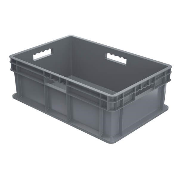 Akro-Mils® Straight Wall Container, Solid Sides & Base, 23 3/4"L x 8 1/4"H x 15 3/4"W, Gray, 1/Each