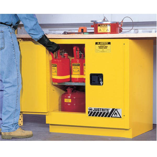 Justrite® Sure-Grip® EX Undercounter Safety Cabinet, Manual Doors, Yellow, 1/Each