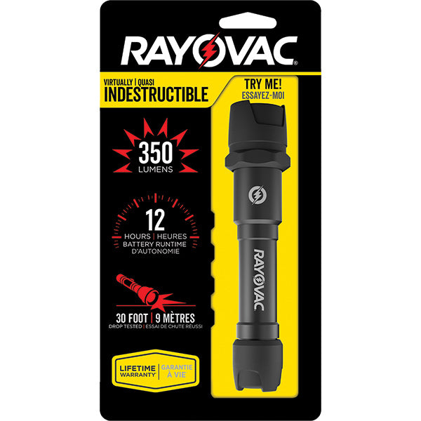 Rayovac® Virtually Indestructible 2AA Flashlight, Black, 1/Each