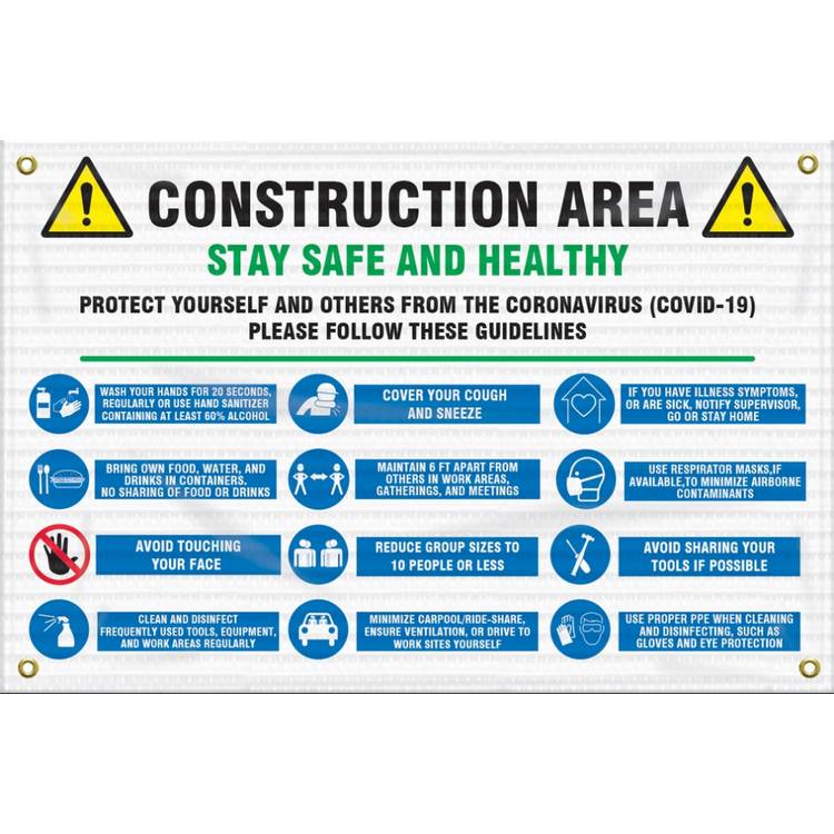 Safety Sign: Construction Area Stay Safe and Healthy