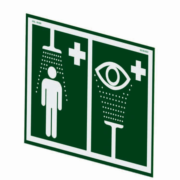 Universal Safety Shower and Eye/Face Wash Sign For Wall Mounting