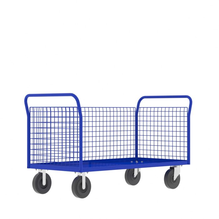 Valley Craft Cage Cart - Platform, 3-Sided, 60"L x 30"W x 37"H, 1600 lb. Capacity, Blue