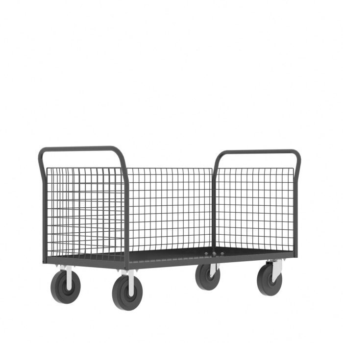 Valley Craft Cage Cart - Platform, 3-Sided, 60"L x 30"W x 37"H, 1600 lb. Capacity, Gray