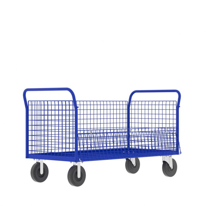 Valley Craft Cage Cart - Platform, 4-Sided, 60"L x 30"W x 37"H, 1600 lb. Capacity, Blue