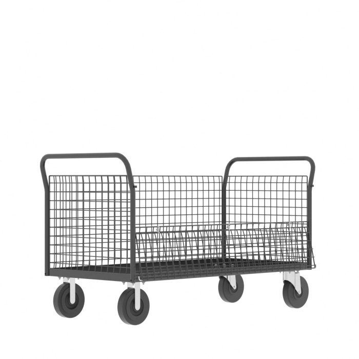 Valley Craft Cage Cart - Platform, 4-Sided, 60"L x 30"W x 37"H, 1600 lb. Capacity, Gray