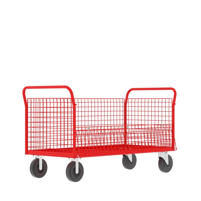 Valley Craft Cage Cart - Platform, 4-Sided, 60"L x 30"W x 37"H, 1600 lb. Capacity, Red