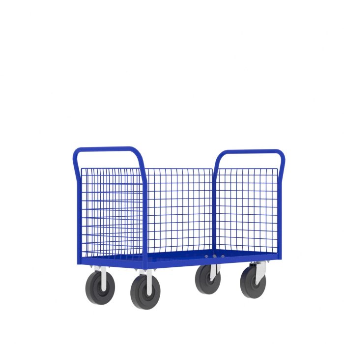 Valley Craft Cage Cart - Platform, 3-Sided, 48"L x 24"W x 37"H, 1600 lb. Capacity, Blue