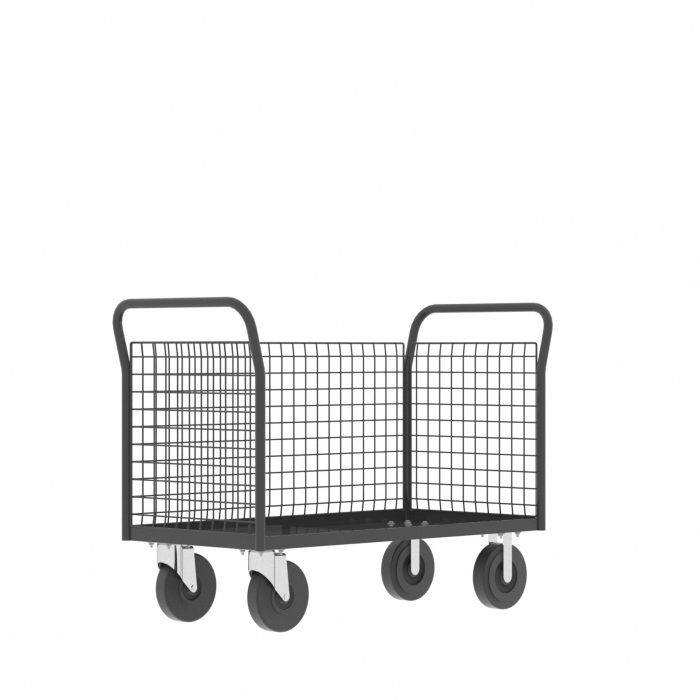 Valley Craft Cage Cart - Platform, 3-Sided, 48"L x 24"W x 37"H, 1600 lb. Capacity, Gray