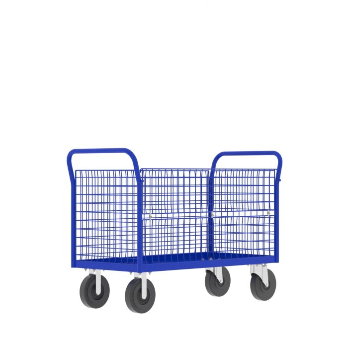 Valley Craft Cage Cart - Platform, 4-Sided, 48"L x 24"W x 37"H, 1600 lb. Capacity, Blue