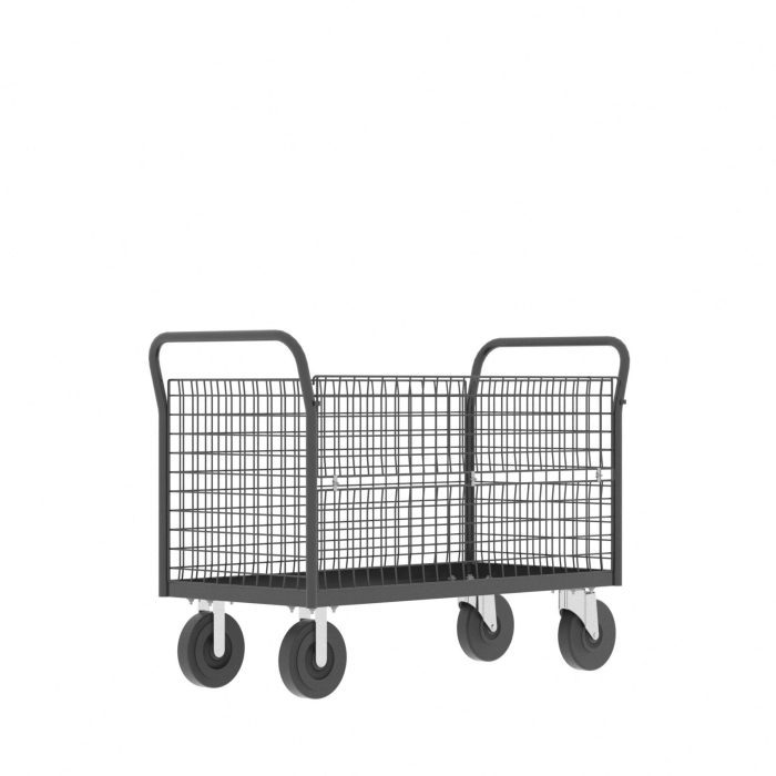 Valley Craft Cage Cart - Platform, 4-Sided, 48"L x 24"W x 37"H, 1600 lb. Capacity, Gray