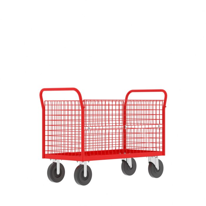 Valley Craft Cage Cart - Platform, 4-Sided, 48"L x 24"W x 37"H, 1600 lb. Capacity, Red