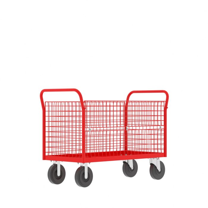 Valley Craft Cage Cart - Platform, 4-Sided, 48"L x 24"W x 37"H, 1600 lb. Capacity, Red