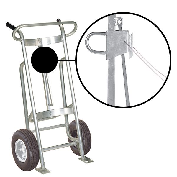 Valley Craft 2-Wheel Drum Hand Truck - Aluminum, (2) Pneumatic Wheels, 1000 lb. Capacity, Chime Hook w/ Security Cable for Steel/Plastic/Fiber Drums