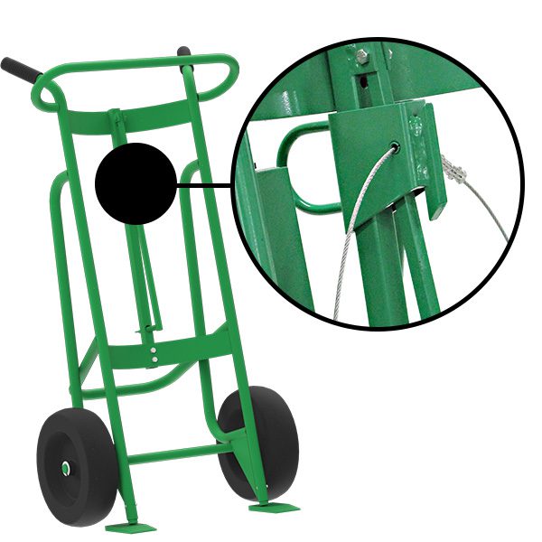 Valley Craft 2-Wheel Drum Hand Truck - Steel, (2) Pneumatic Wheels, 1000 lb. Capacity, Chime Hook w/ Security Cable for Steel/Plastic/Fiber Drums