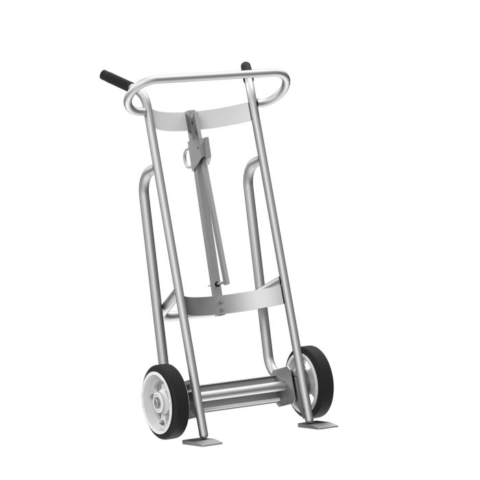 Valley Craft 2-Wheel Drum Hand Truck - Aluminum, (2) Solid Rubber Wheels, 1000 lb. Capacity, Standard Chime Hook for Steel/Plastic/Fiber Drums