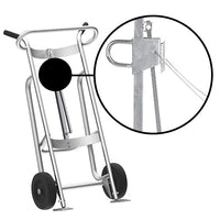 Thumbnail for Valley Craft 2-Wheel Drum Hand Truck - Aluminum, (2) Mold-On Rubber Wheels, 1000 lb. Capacity, Chime Hook w/ Security Cable for Steel/Plastic/Fiber Drums