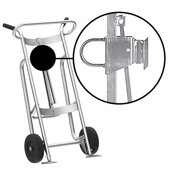 Valley Craft 2-Wheel Drum Hand Truck - Aluminum, (2) Mold-On Rubber Wheels, 1000 lb. Capacity, Standard Chime Hook for Steel/Plastic/Fiber Drums