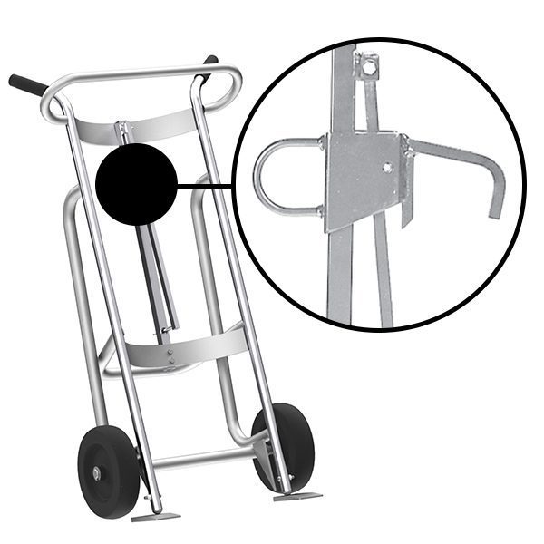 Valley Craft 2-Wheel Drum Hand Truck - Aluminum, (2) Mold-On Rubber Wheels, 1000 lb. Capacity, Chime Hook for Steel/Plastic/Fiber Drums w/ Locking Cover