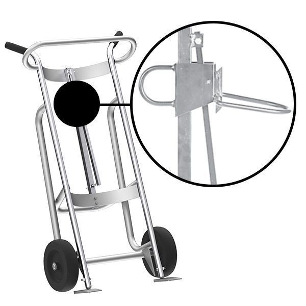 Valley Craft 2-Wheel Drum Hand Truck - Aluminum, (2) Mold-On Rubber Wheels, 1000 lb. Capacity, Chime Hook for Plastic Drums