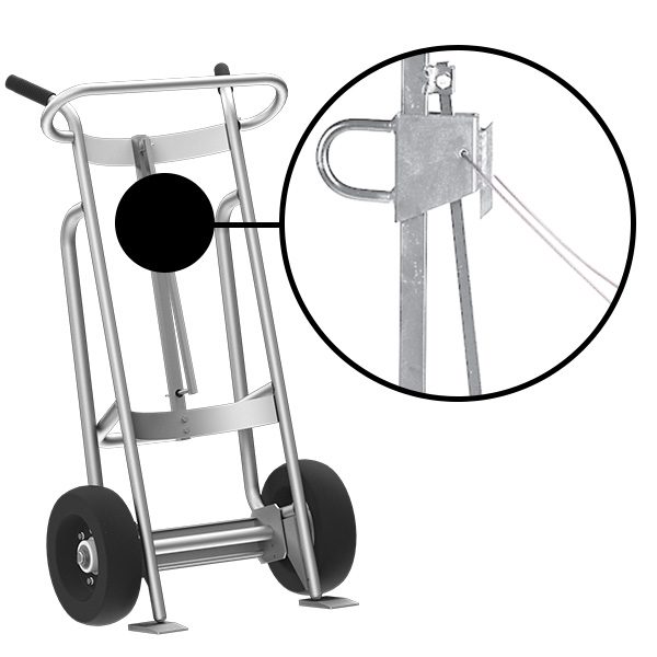 Valley Craft 2-Wheel Drum Hand Truck - Aluminum, (2) Pneumatic Wheels, Hand Brake, 1000 lb. Capacity, Chime Hook w/ Security Cable for Steel/Plastic/Fiber Drums