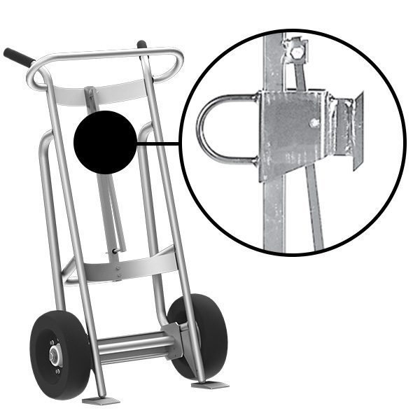 Valley Craft 2-Wheel Drum Hand Truck - Aluminum, (2) Pneumatic Wheels, Hand Brake, 1000 lb. Capacity, Standard Chime Hook for Steel/Plastic/Fiber Drums