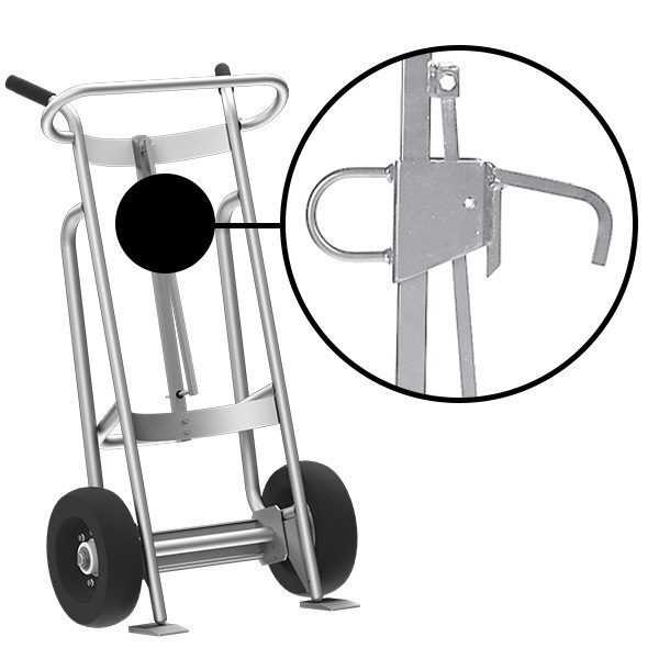 Valley Craft 2-Wheel Drum Hand Truck - Aluminum, (2) Pneumatic Wheels, Hand Brake, 1000 lb. Capacity, Chime Hook for Steel/Plastic/Fiber Drums w/ Locking Cover