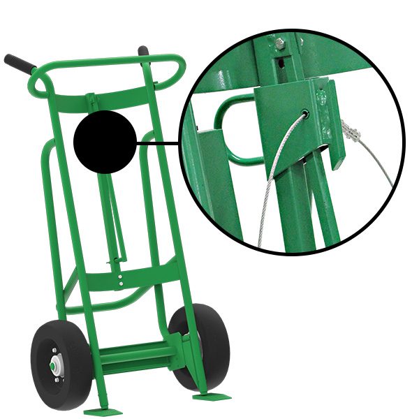 Valley Craft 2-Wheel Drum Hand Truck - Steel, (2) Pneumatic Wheels, Hand Brake, 1000 lb. Capacity, Chime Hook w/ Security Cable for Steel/Plastic/Fiber Drums