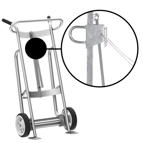 Valley Craft 2-Wheel Drum Hand Truck - Aluminum, (2) Solid Rubber Wheels, Hand Brake, 1000 lb. Capacity, Chime Hook w/ Security Cable for Steel/Plastic/Fiber Drums